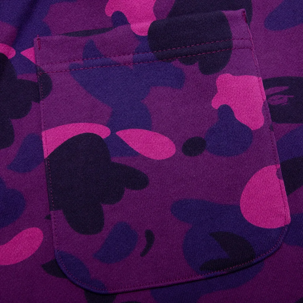 Color Camo Cutting Sweat Shorts - Purple