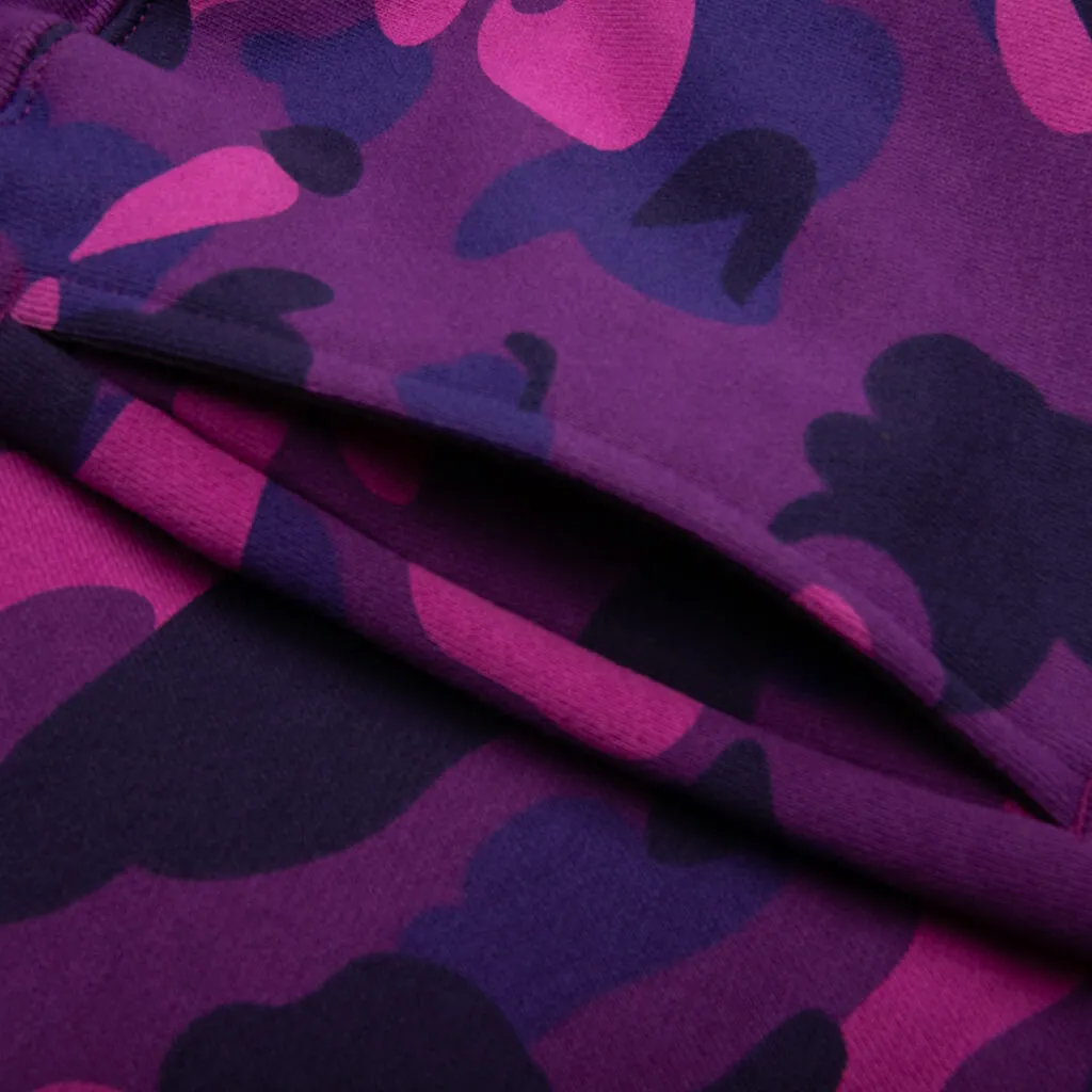 Color Camo Cutting Sweat Shorts - Purple