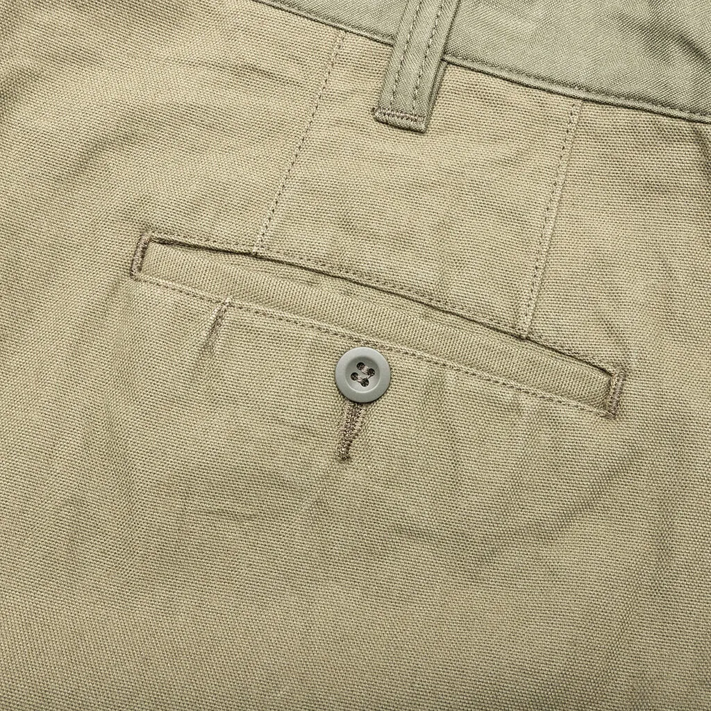 Contrast Cotton Pants - Khaki