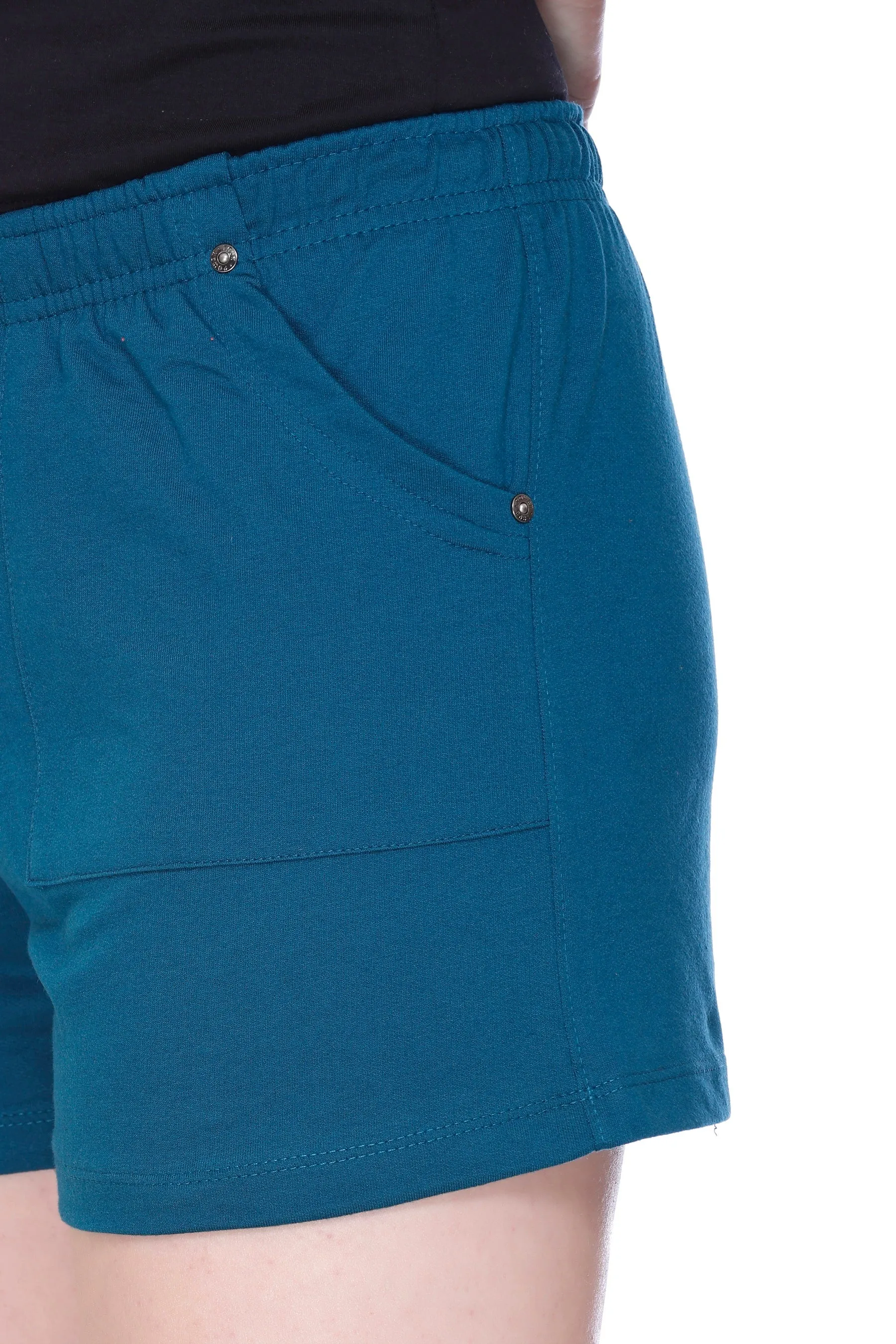 Cotton Shorts For Women Plain - Teal Blue