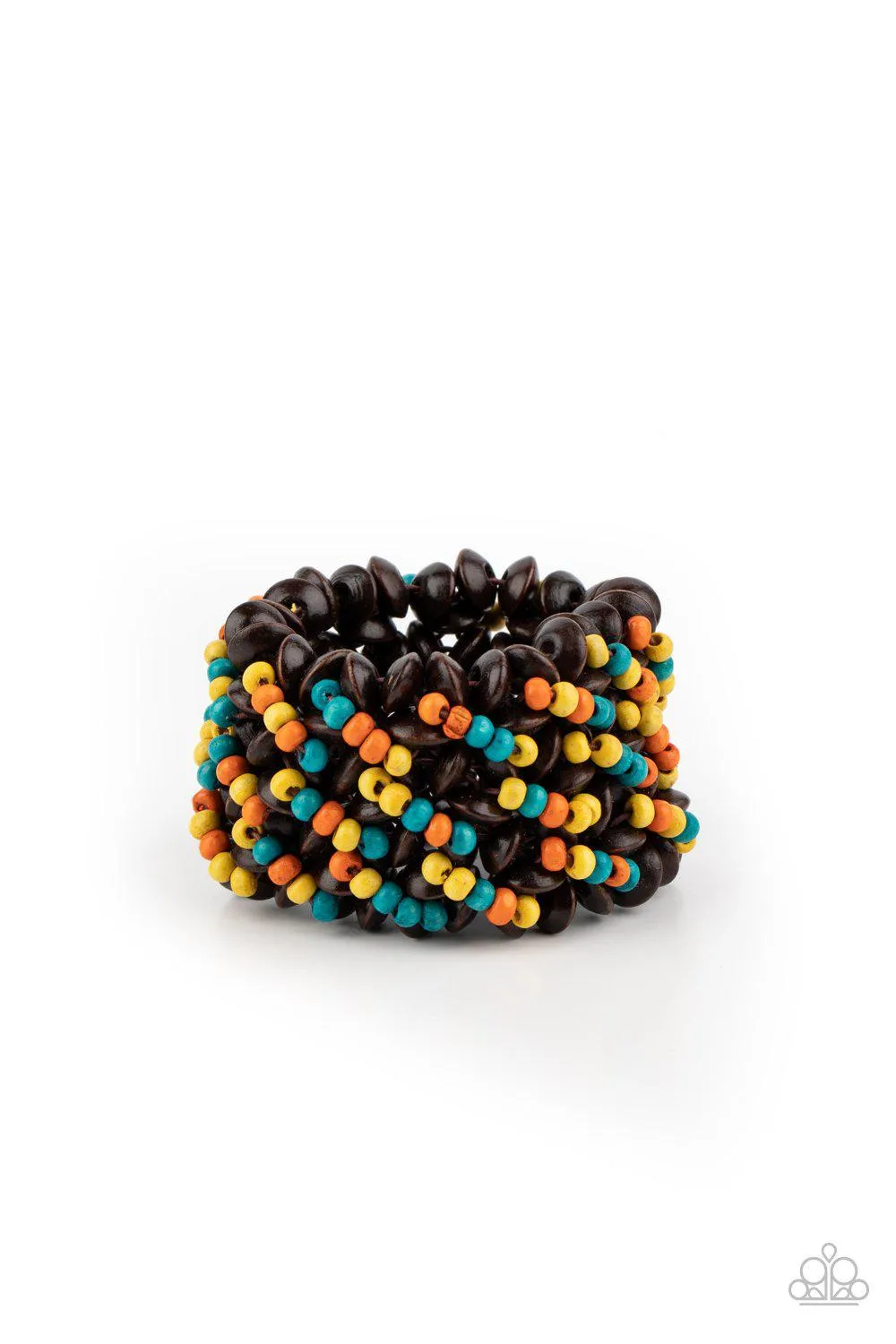 Cozy in Cozumel Multi and Brown Wood Bracelet - Paparazzi Accessories