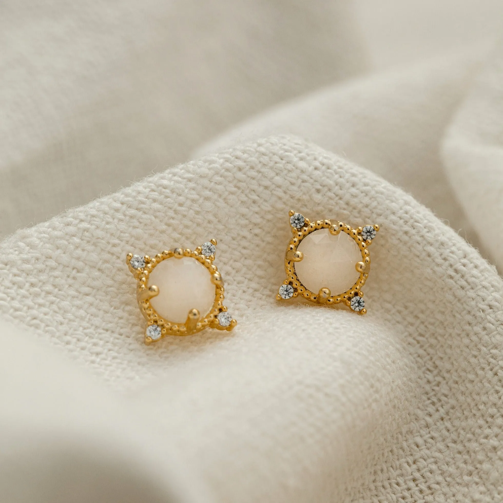 Crystal & Moonstone Stud Earrings