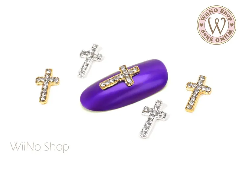 Crystal Cross Nail Metal Charm - 2 pcs