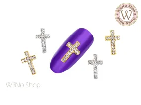 Crystal Cross Nail Metal Charm - 2 pcs