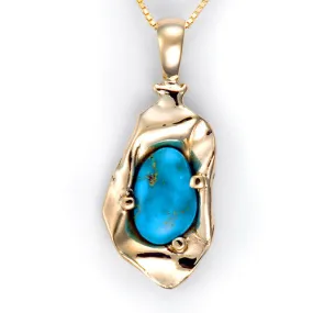 Custom 14kt Gold Royston Turquoise Pendant