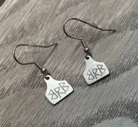 Custom Brand/Initials ear tag Fishhook Earrings