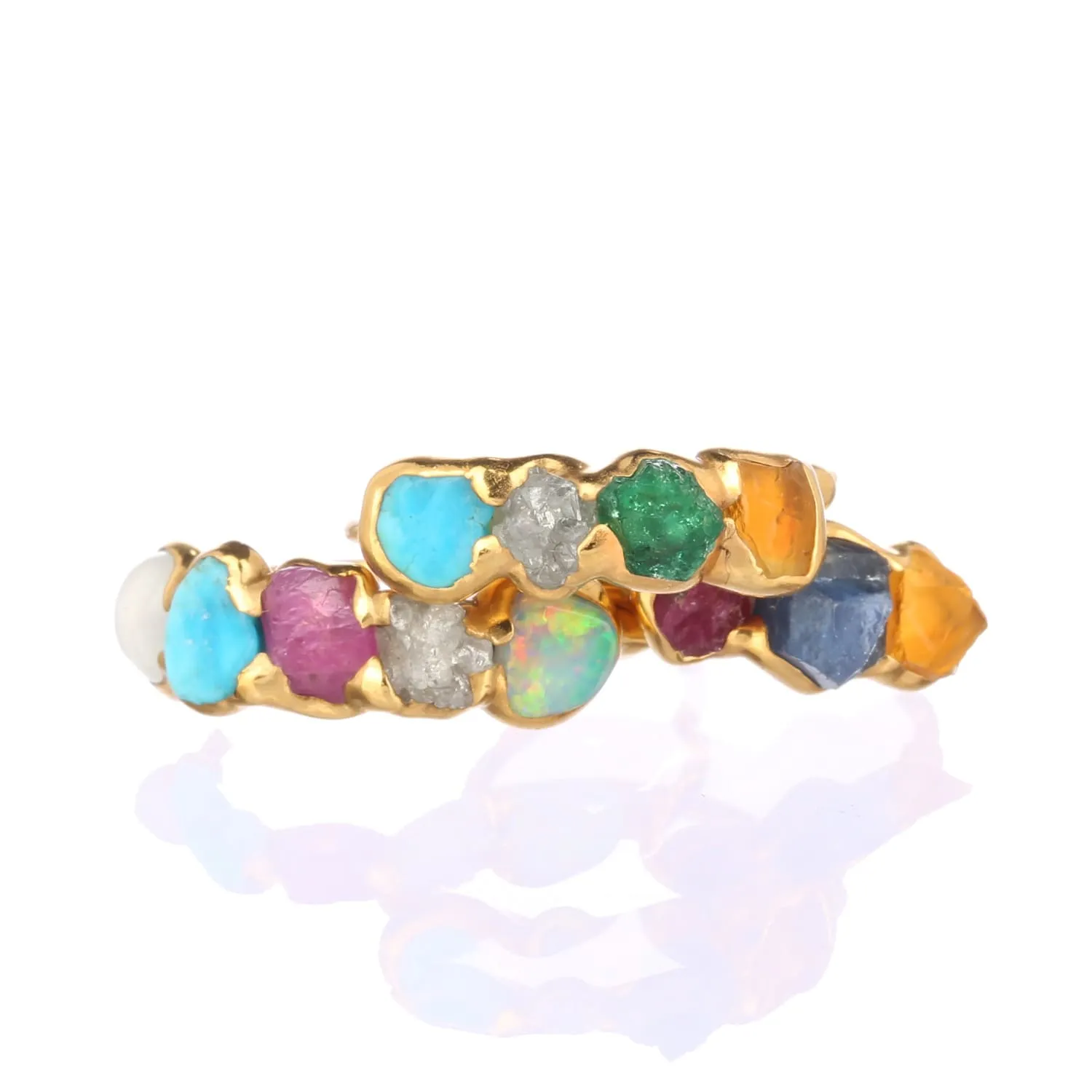 Custom Raw Birthstone Mothers Ring