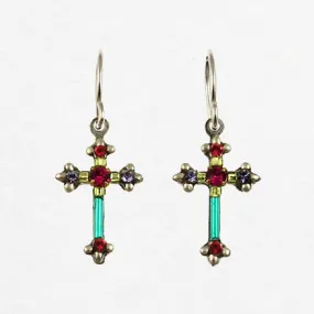 Dainty Multicolor Cross Earrings