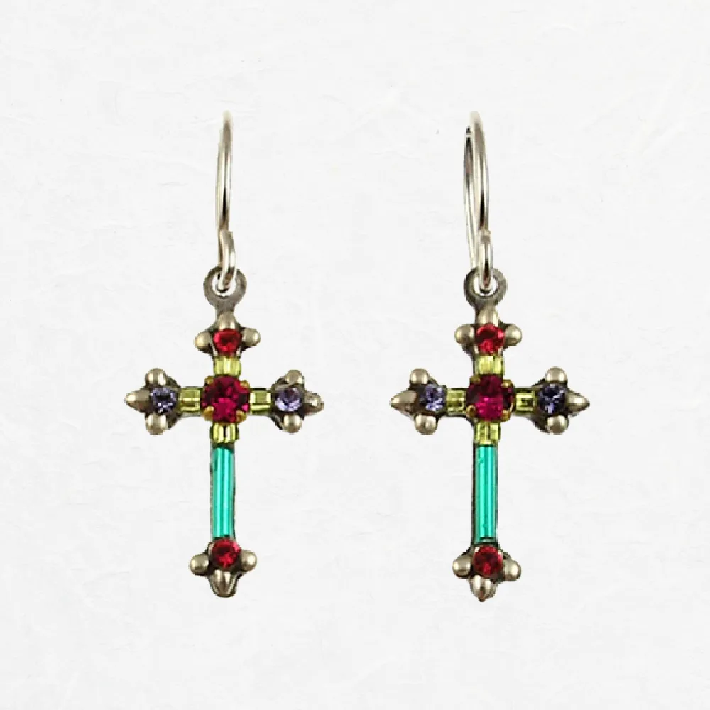 Dainty Multicolor Cross Earrings