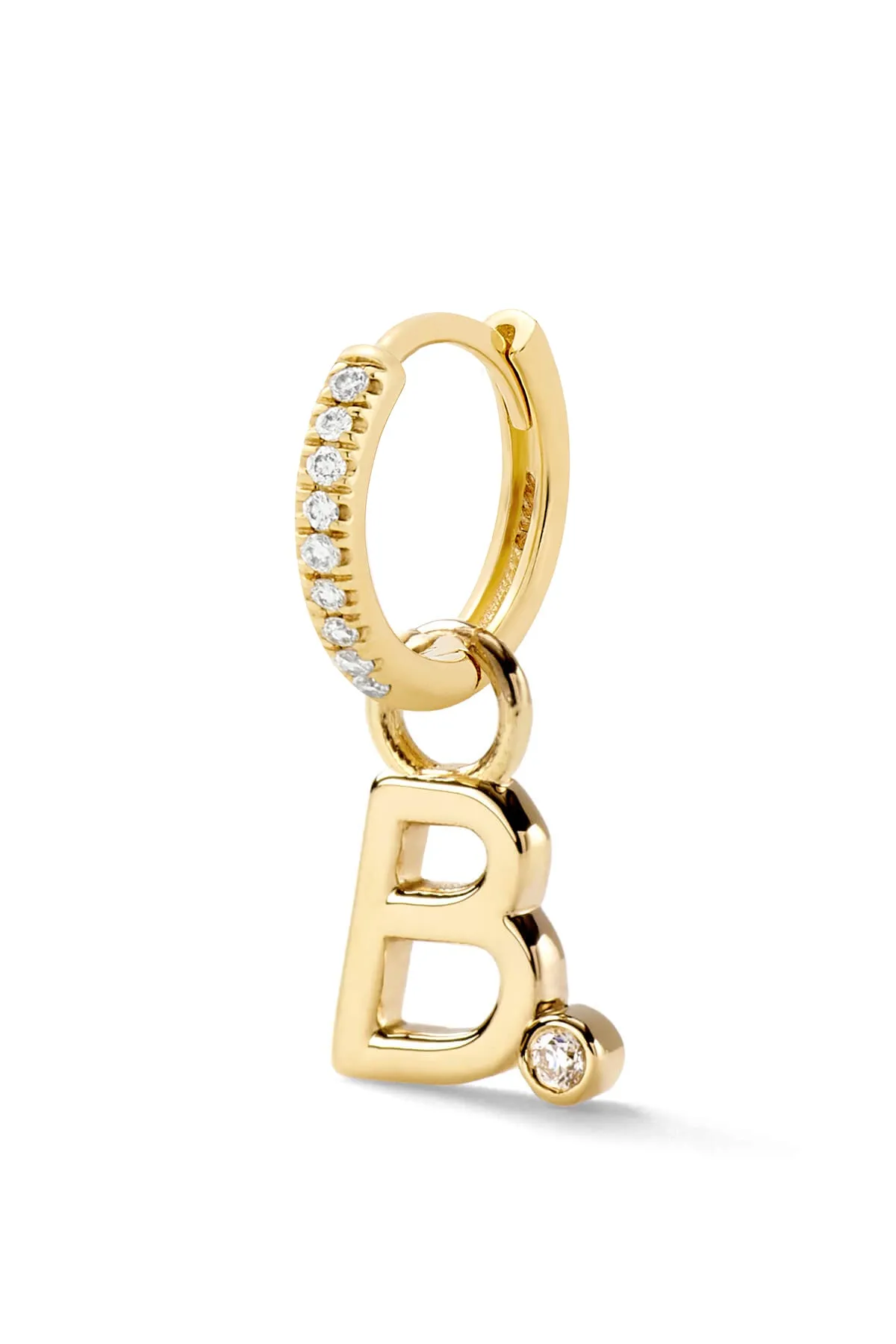 Diamond Bezel Letter Huggie