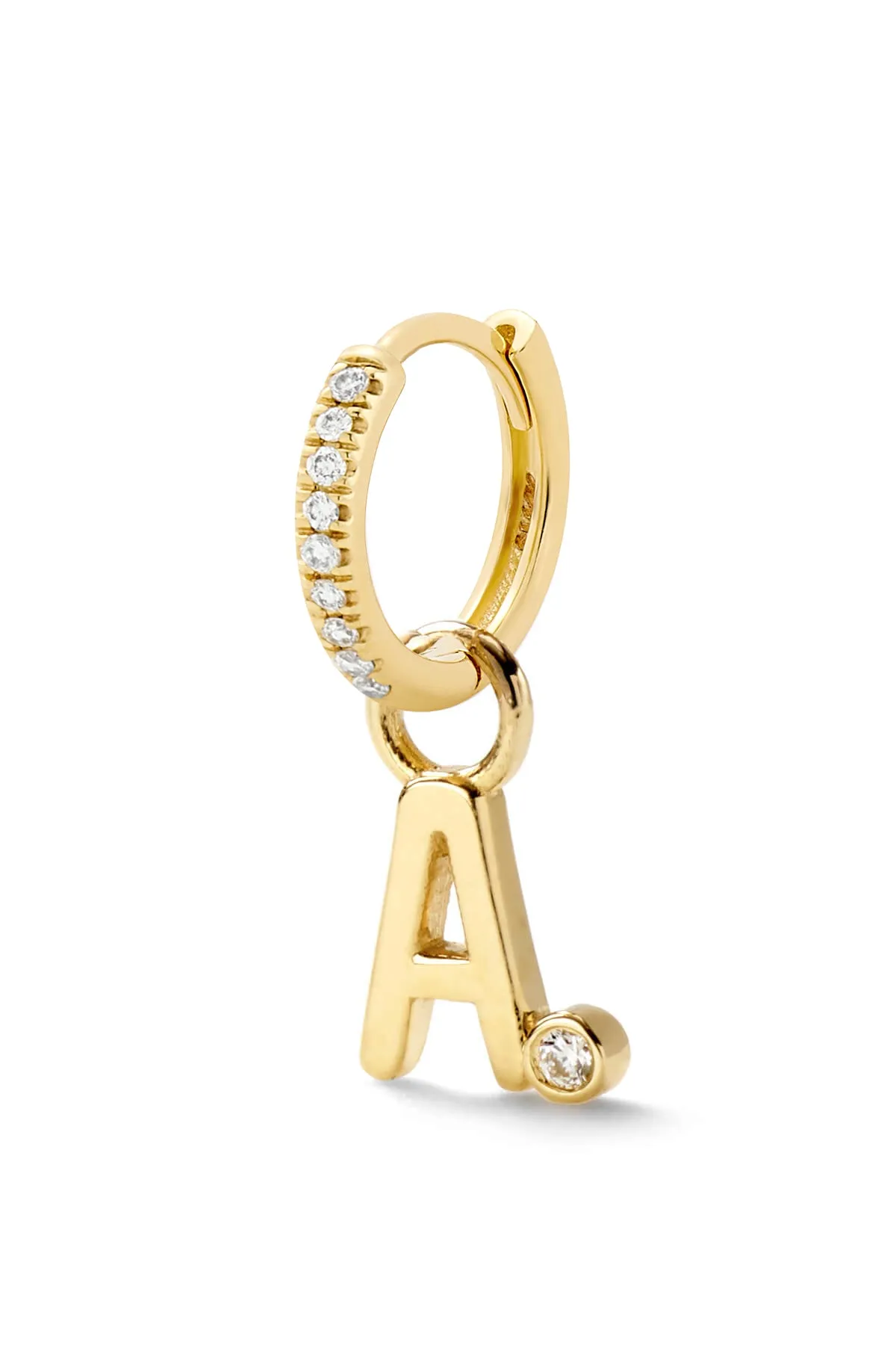 Diamond Bezel Letter Huggie