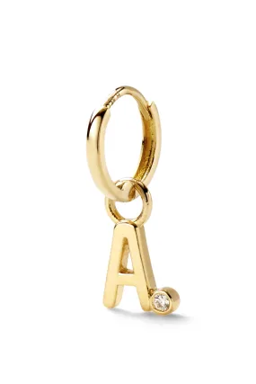 Diamond Bezel Letter Huggie