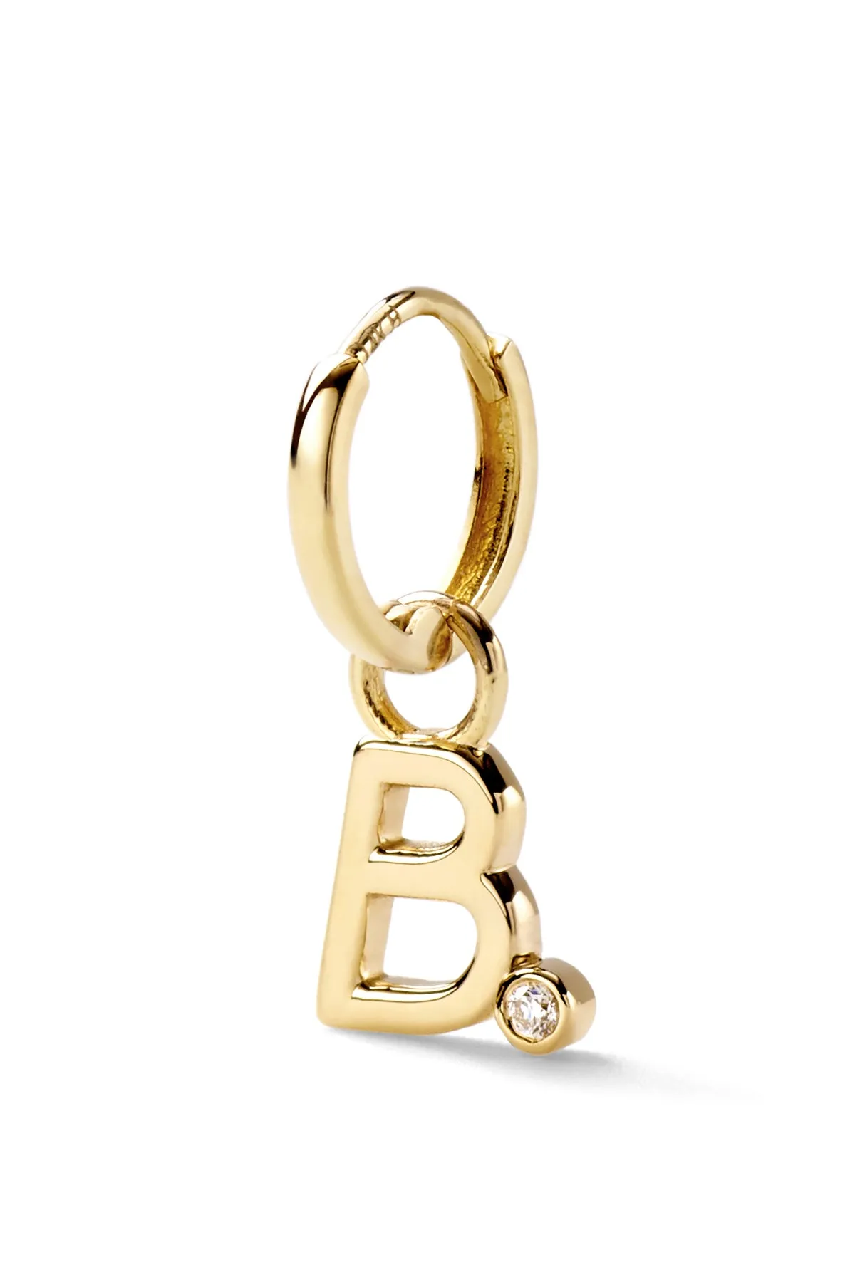 Diamond Bezel Letter Huggie