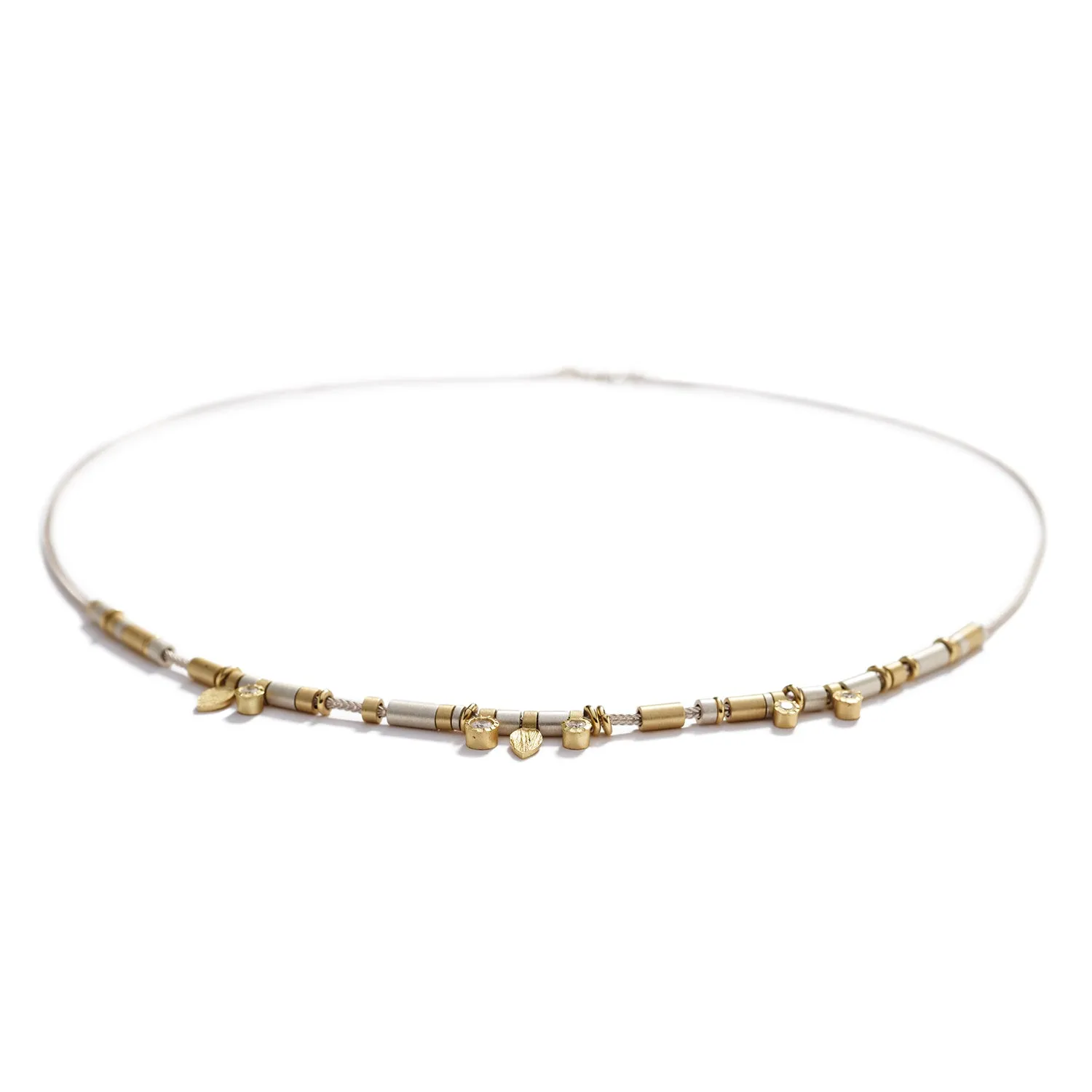 Diamond Drop Necklace in Sterling & Gold ~ 5 Diamonds