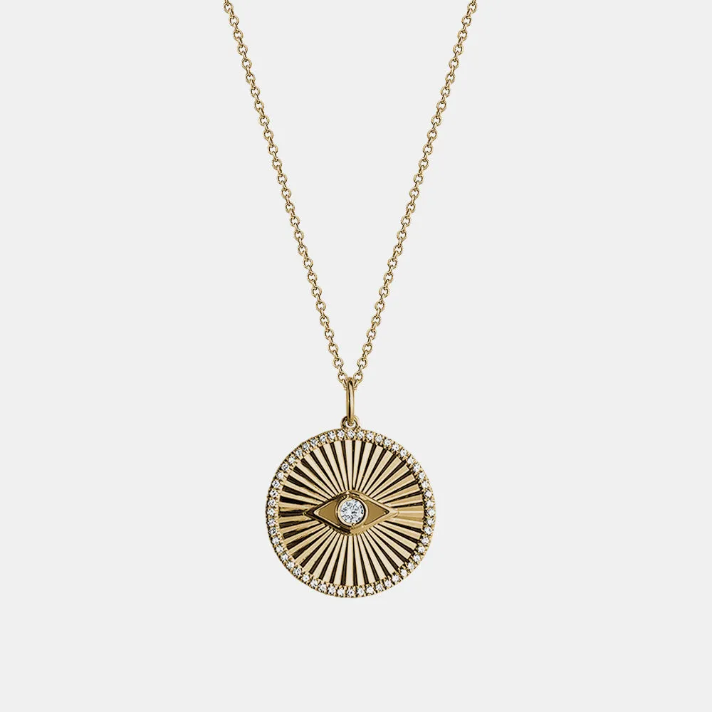 Diamond Fluted Evil Eye Medallion