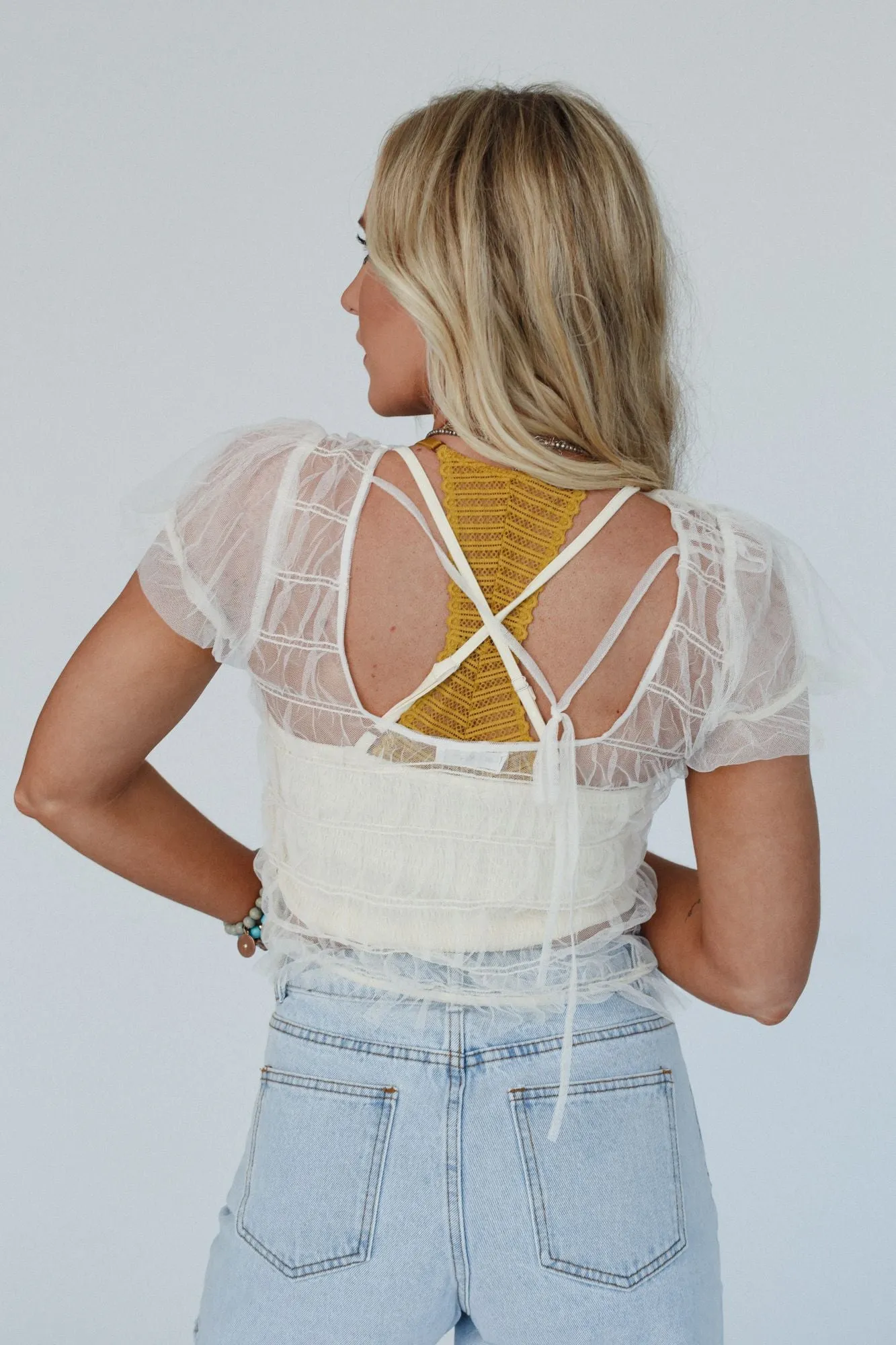 Dreamy Tulle Smocked Top - Cream