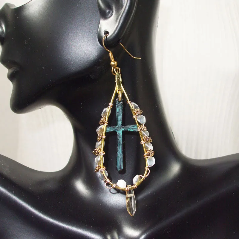 Edlyn Tear Drop Hoop Bead Earrings