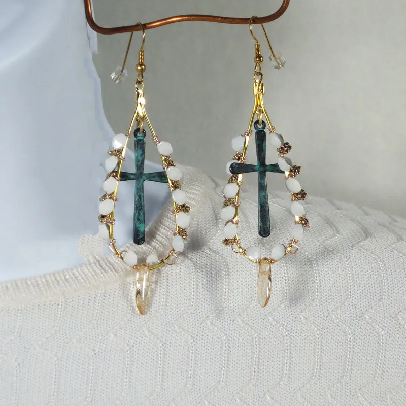 Edlyn Tear Drop Hoop Bead Earrings