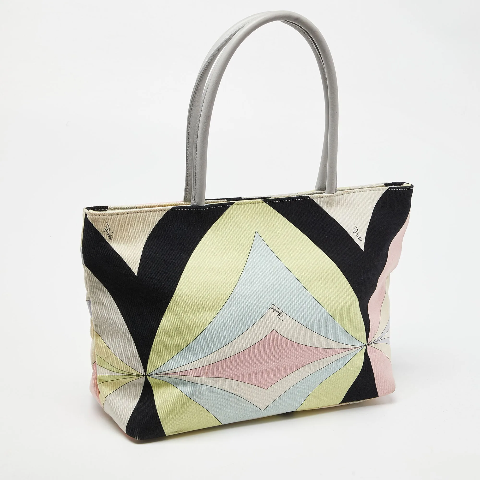 Emilio Pucci color Canvas And Leather Snap Tote