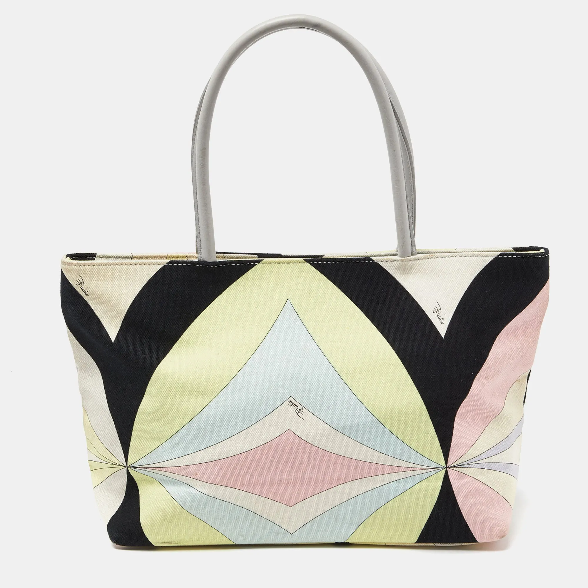 Emilio Pucci color Canvas And Leather Snap Tote