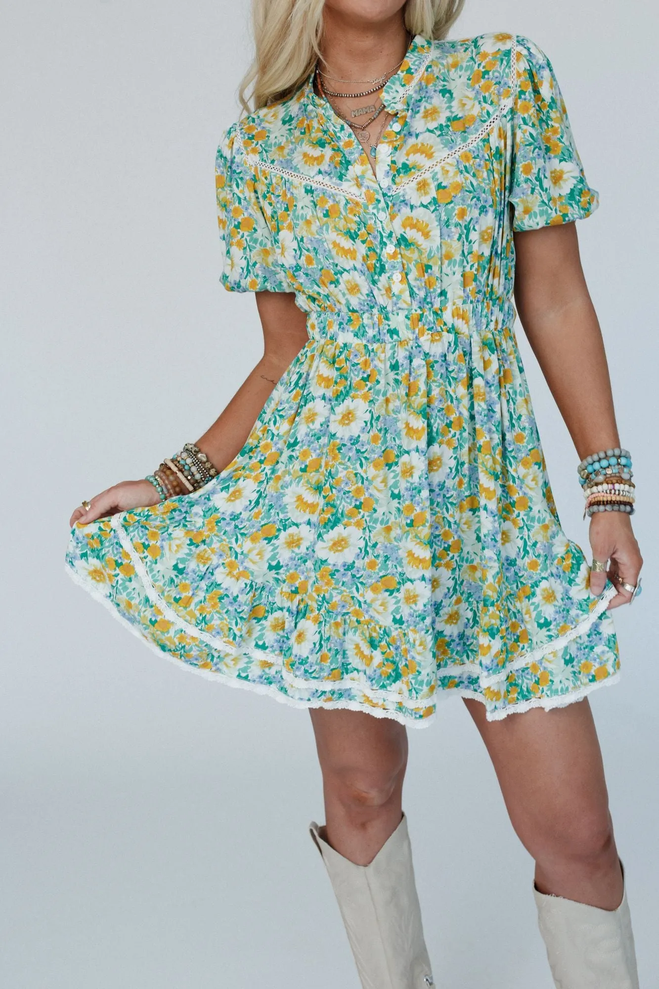 Enchanted Garden Button Dress - Multi