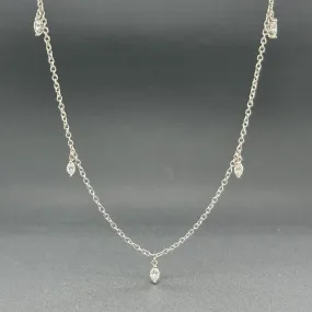 Estate 18K W Gold 0.45ctw G-H/SI1-2 Marquise Diamond Drop Necklace