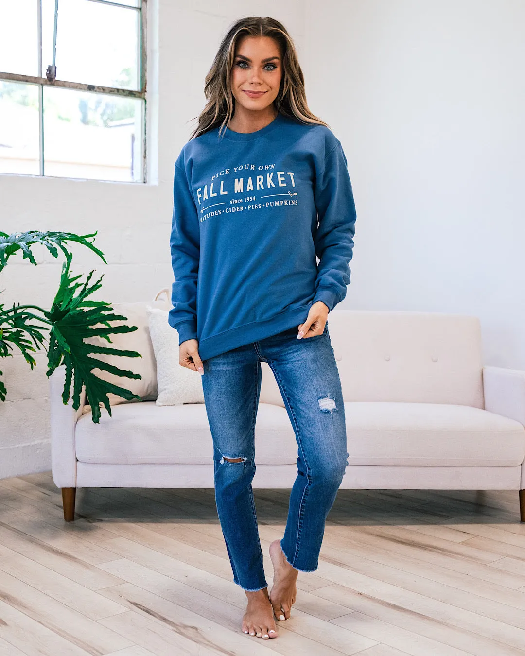 Fall Market Slate Blue Sweatshirt