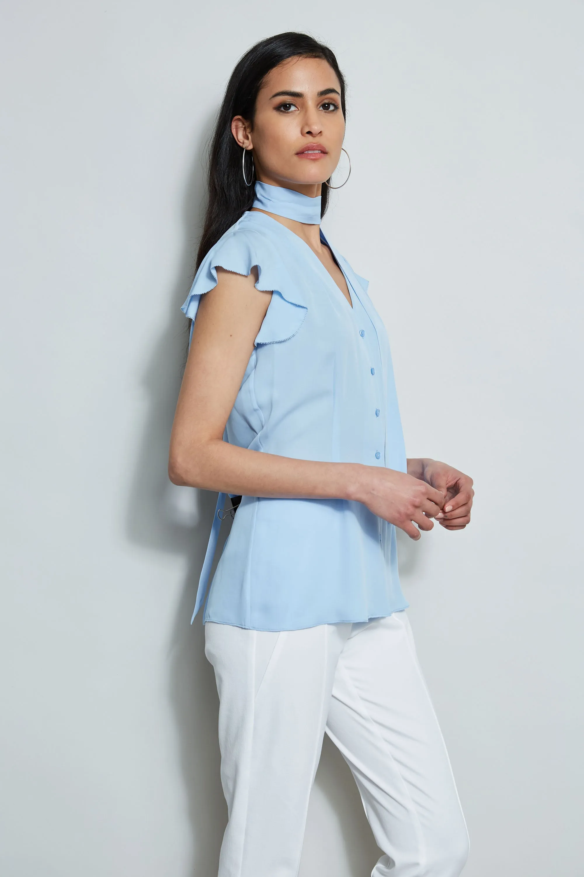 Flutter Sleeve Tie Shirt