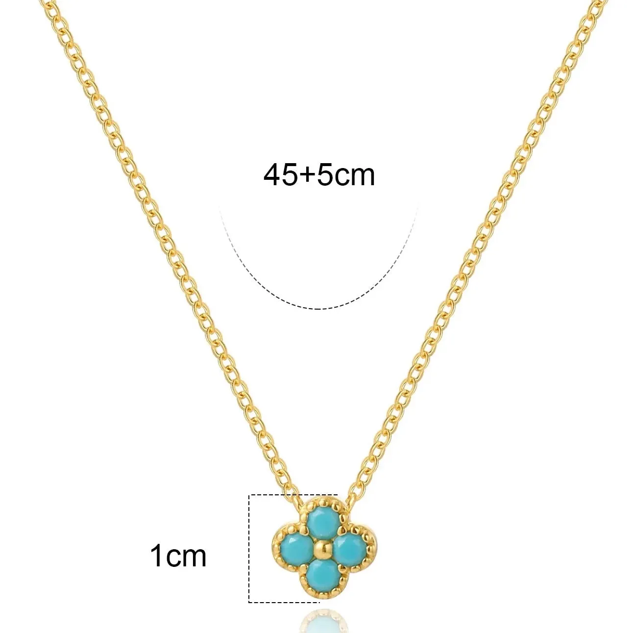 Four-Leaf Turquoise Gemstone Necklace