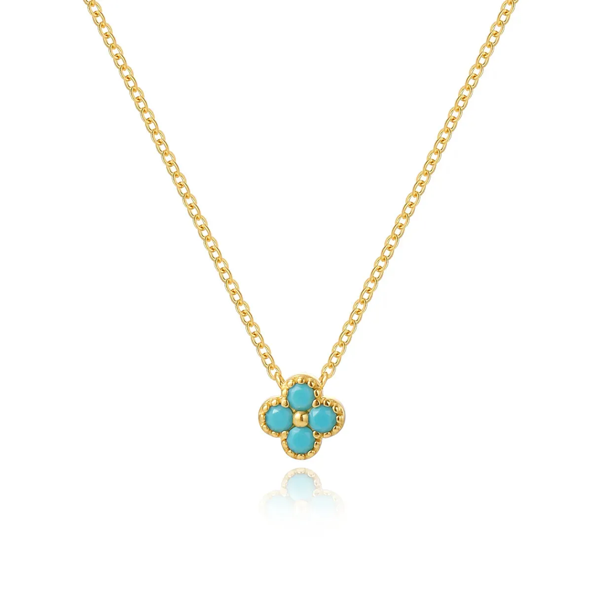 Four-Leaf Turquoise Gemstone Necklace