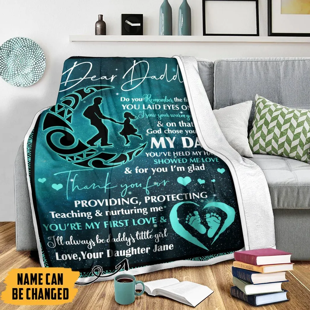 Gearhuman 3D Dear Daddy Form Daughter Happy Fathers Day Custom Name Blanket