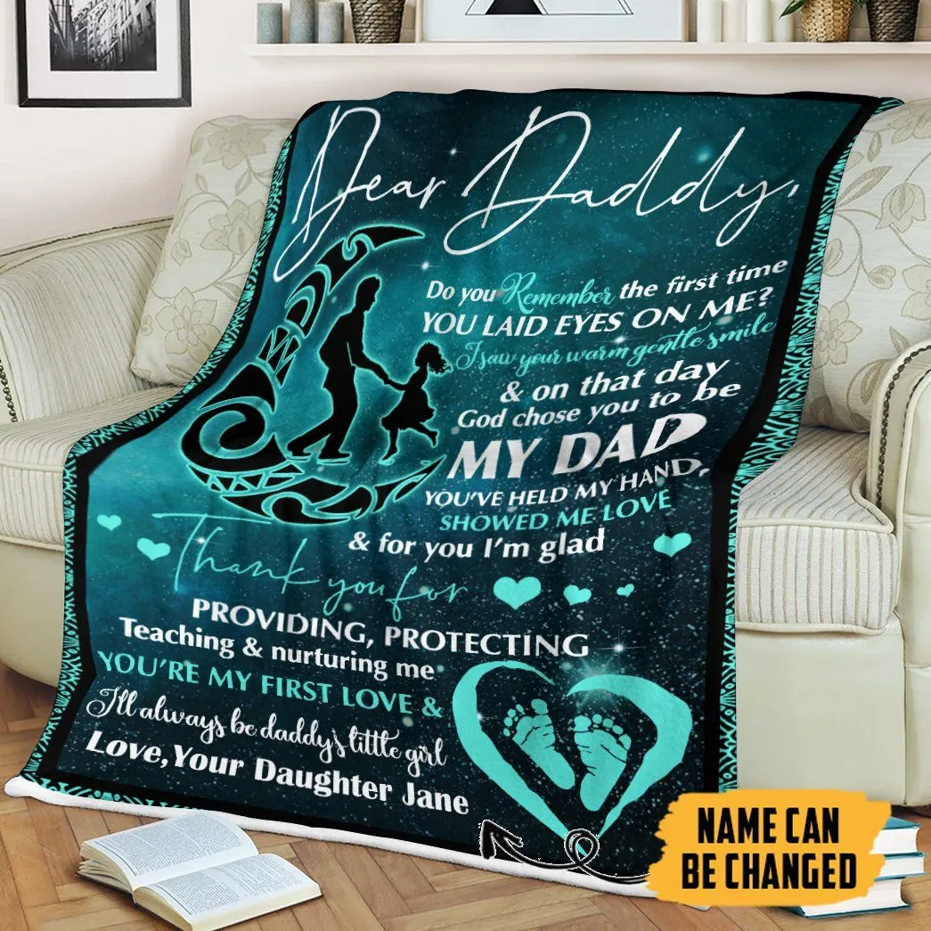 Gearhuman 3D Dear Daddy Form Daughter Happy Fathers Day Custom Name Blanket