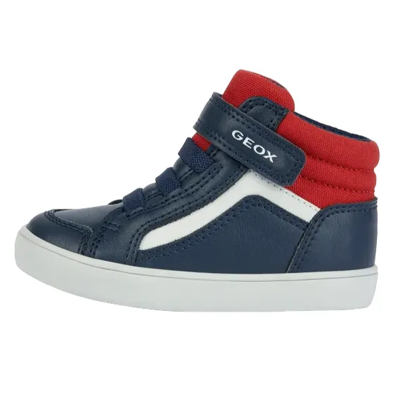 Geox children's high shoe with elastic lace and velcro Gisli B361ND 05410 C0735 blue-red