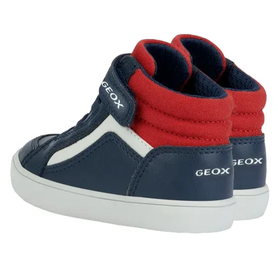 Geox children's high shoe with elastic lace and velcro Gisli B361ND 05410 C0735 blue-red