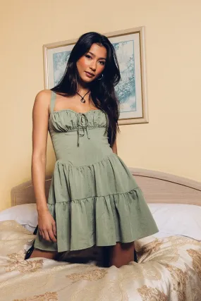 Green Fit And Flare Dress Mini