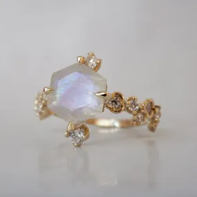 Hexagon Moonstone Luna Ring in 14K and 18K Gold