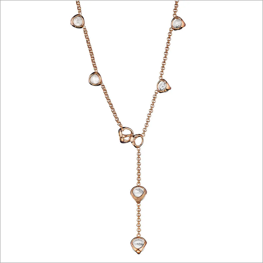 Icona Rock Crystal Lariat in Sterling Silver plated with 18k Rose Gold