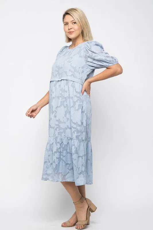 Irene Tiered Dress in Dusty Blue PLUS