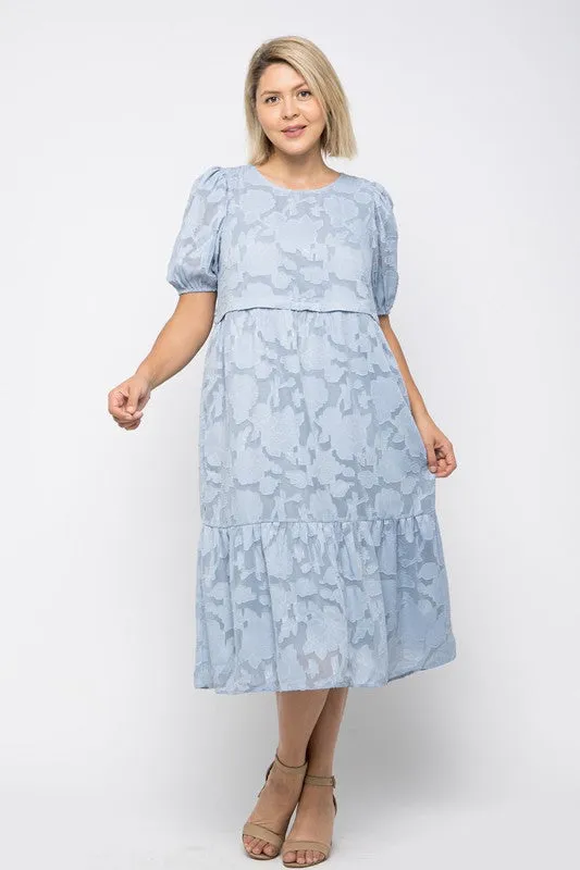 Irene Tiered Dress in Dusty Blue PLUS