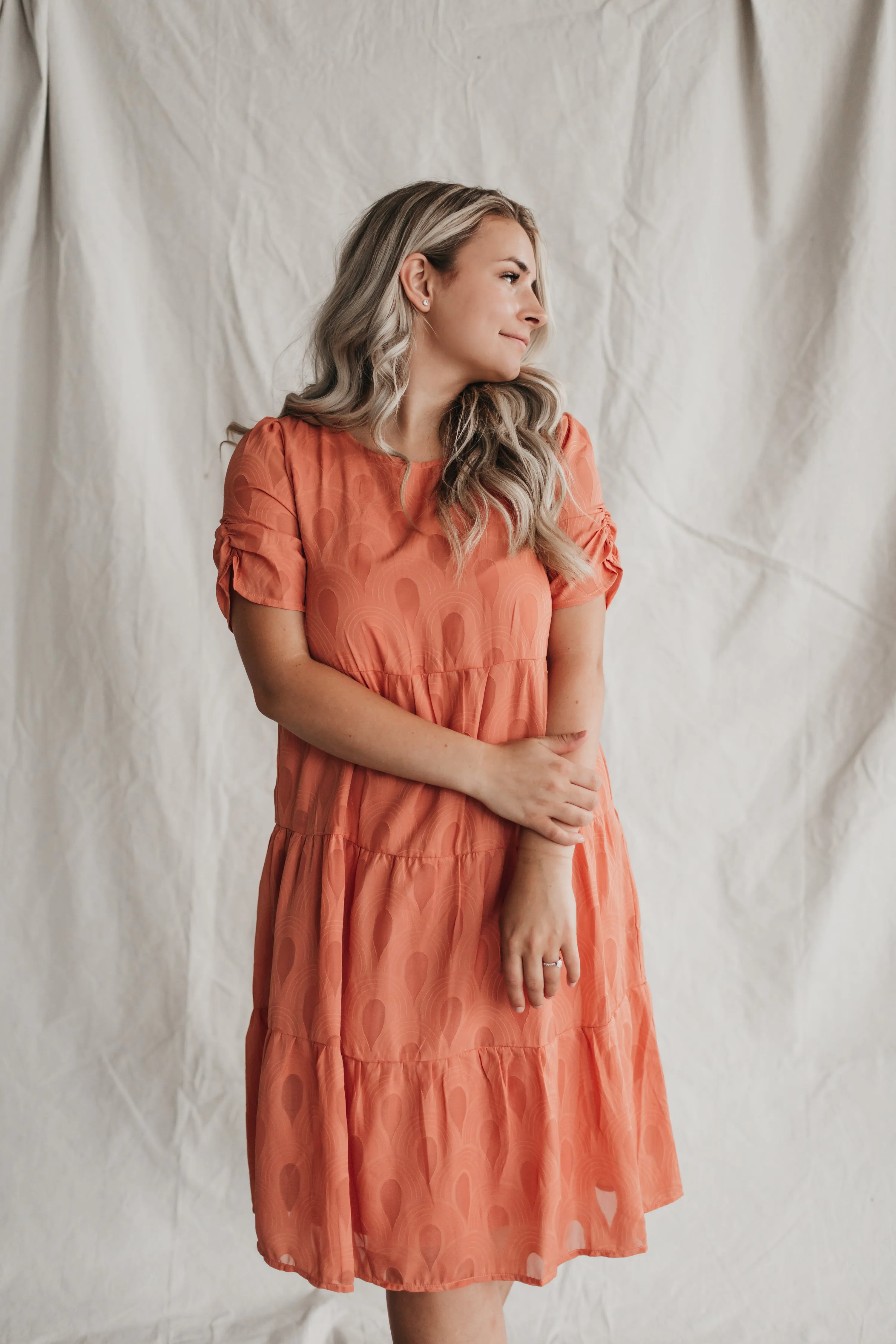 Isabella Ruffle Dress in Apricot