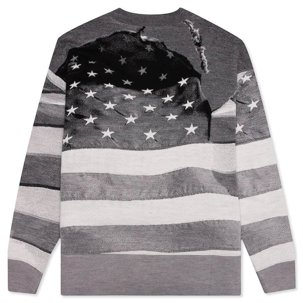 Jacquard Flag Sweater - Melange Grey