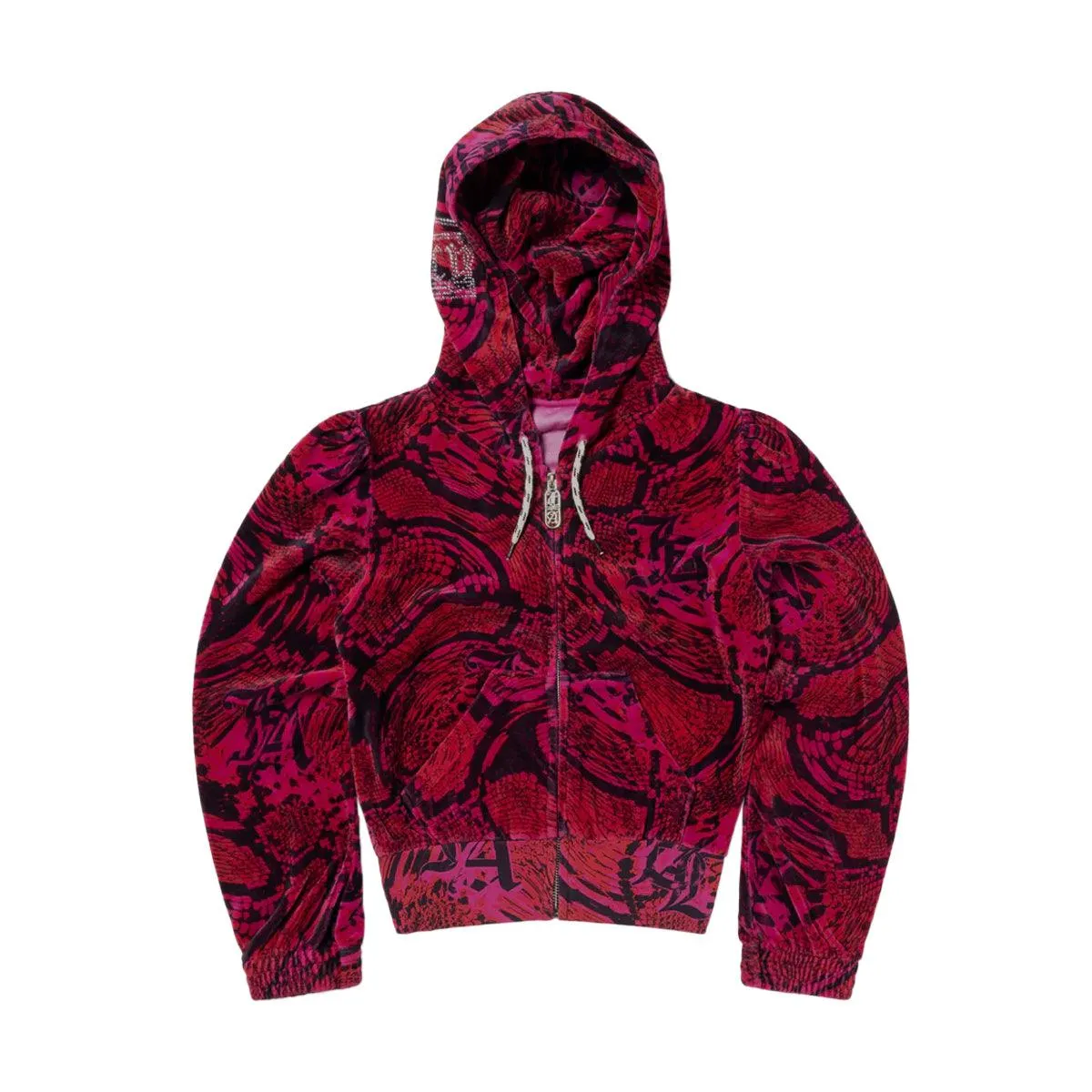   Juicy Couture Psysnake Shrunken Zip Thru Hoodie 'Pink'