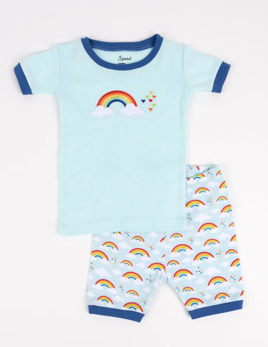 Kids Short Cotton Blue Rainbow