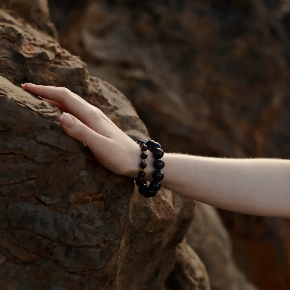 Luna Bracelet Set / Black Onyx   Gold