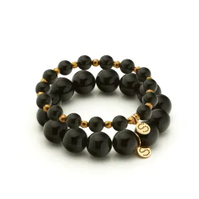 Luna Bracelet Set / Black Onyx   Gold