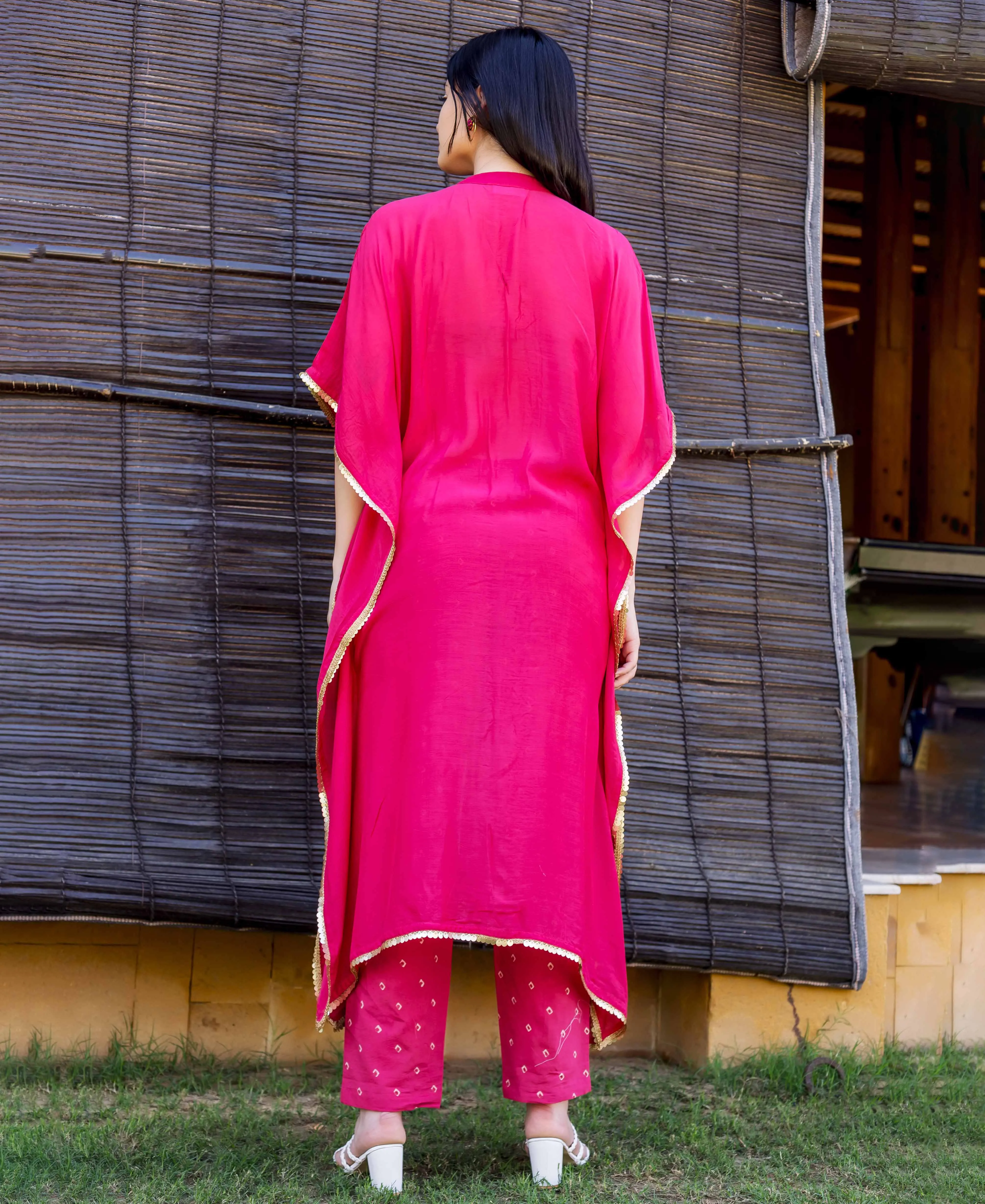 Magenta Buttondown Muslin Kaftan