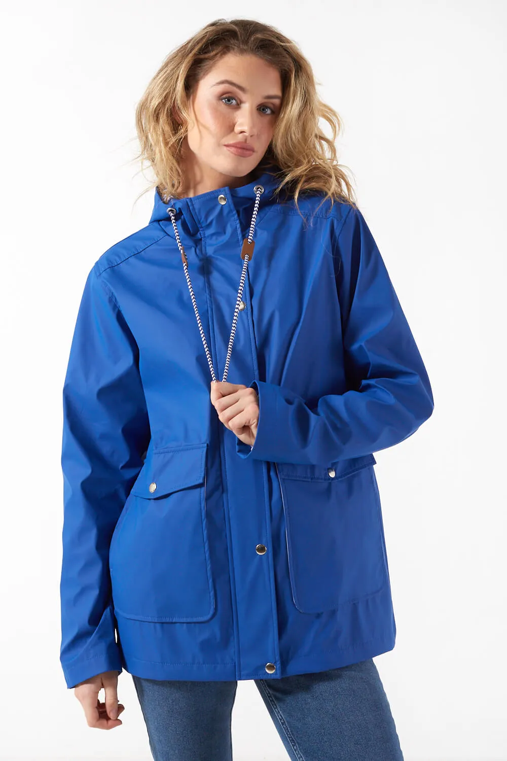 Marc Angelo Lily Stripe Lined Raincoat in Blue