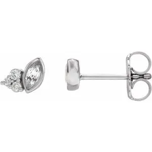 Marquise & Diamond Stud Earrings (Gemstone variety)