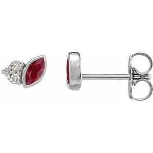 Marquise & Diamond Stud Earrings (Gemstone variety)