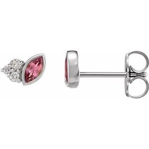 Marquise & Diamond Stud Earrings (Gemstone variety)